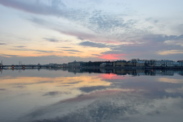 Sunset on the Neva river