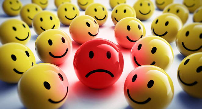 Roter trauriger Smiley