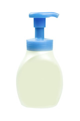 Blank plastic bottle with dispenser pump isolated on white background with clipping path