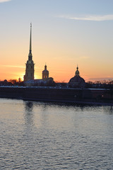 Obraz na płótnie Canvas Peter and Paul fortress at sunset