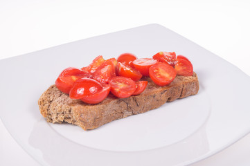 Tomato bruschetta with tomatoes and oil, garlic Bread