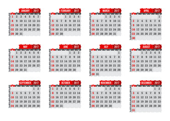 Vector puzzle calendar 2017