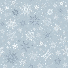 Silver Snowflakes Seamless Pattern
