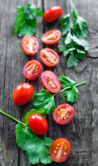 cherry tomatoes with shallow depth of field