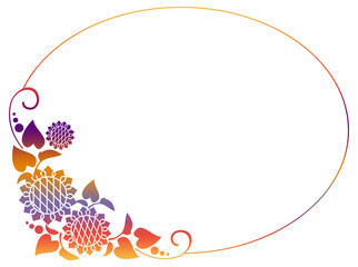 Color frame with gradient fill and decorative sunflowers silhouettes. 
