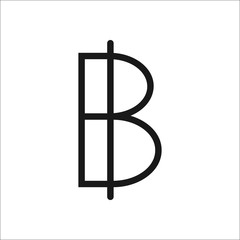 Thai baht symbol line icon on background