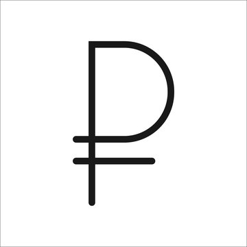 Ruble symbol line icon on background