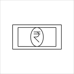 The Indian rupee symbol line icon on background