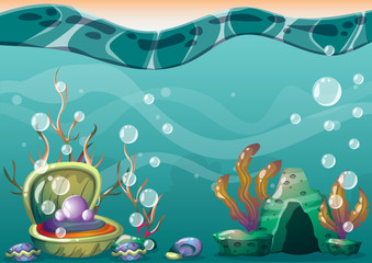 cartoon vector underwater background with separated layers for game art and animation game design asset in 2d graphic