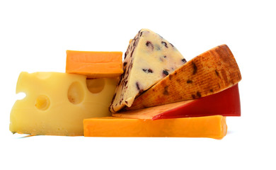 Cheese bundle - set of Various kind of cheese isolated on white background