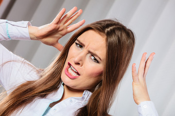 Fototapeta premium Angry young woman shout.