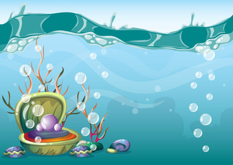 cartoon vector underwater background with separated layers for game art and animation game design asset in 2d graphic