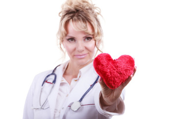Female doctor with heart.