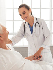 Beautiful doctor and patient
