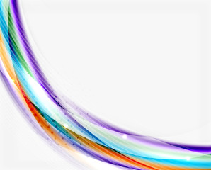 Smooth colorful line on white. Wave abstract background