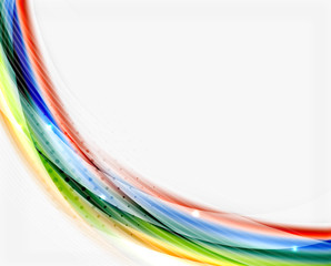 Smooth colorful line on white. Wave abstract background