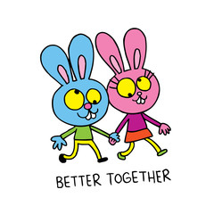 better together - cute bunnies in love