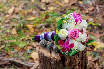 Wedding bridal bouquet of roses