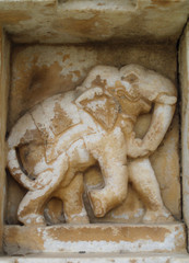 Close Up of Carved Elephant Adorning a Royal Cemetery Tomb in Udaipur, India