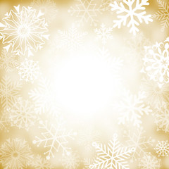 Gold and white snowflake background