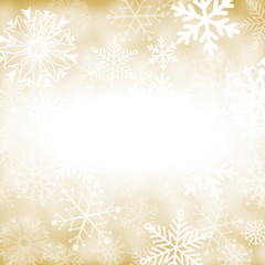 Fototapeta na wymiar Gold and white snowflake background