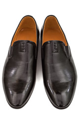 Men's classic black leather shoes, isolated on white background