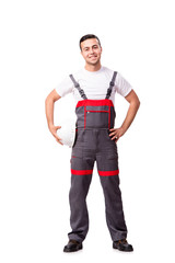 Fototapeta premium Man in coveralls isolated on white