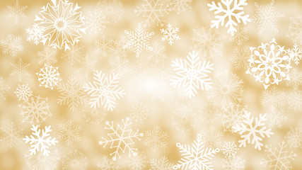 Gold and white snowflake background