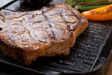 Grilled T-Bone Steak and Vegetables