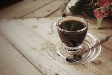 Espresso coffee with flowers