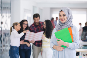 Arabic business woman working in team
