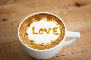 Love in coffee cup for lover vintage style