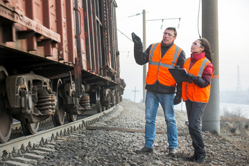 Workers at a railway