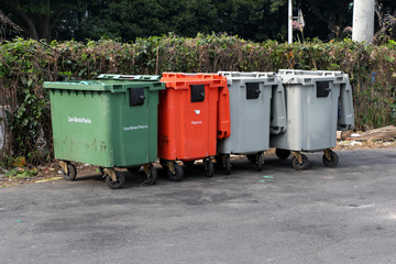 City trash cans (garbage bin) with wheels