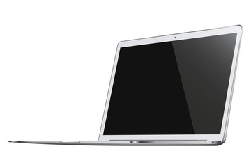 Modern glossy laptop isolated on white background.