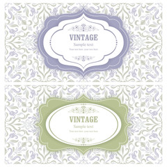 Set of 2 Wedding Invitation card vintage-style 