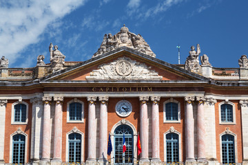 The city hall of Toulouse, France on a spring day.