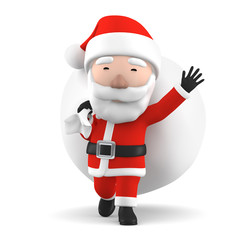 3D Render of Santa Claus, happy christmas icon, funny cartoon Christmas Grandpa, decorations for Christmas greetings card, web, advert. Kind model, symbol isolated on white background