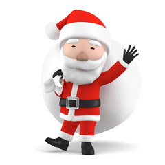 3D Render of Santa Claus, happy christmas icon, funny cartoon Christmas Grandpa, decorations for Christmas greetings card, web, advert. Kind model, symbol isolated on white background
