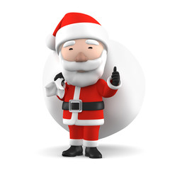 3D Render of Santa Claus, happy christmas icon, funny cartoon Christmas Grandpa, decorations for Christmas greetings card, web, advert. Kind model, symbol isolated on white background