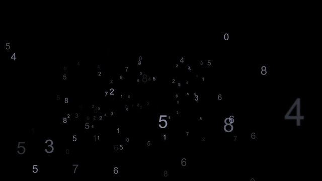 Numbers Repeating in a Matrix Code on a Black background