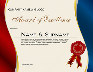 Award of Excellence with wax seal and ribbon