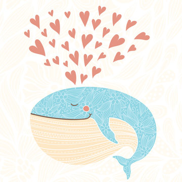 Fototapeta Whaile in love. Vector illustration