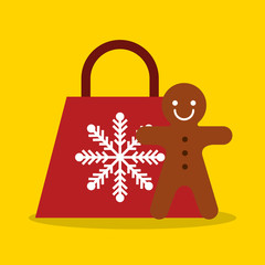 merry christmas sale with shopping bag vector illustration design