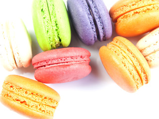 Colorful macaroon on white background

