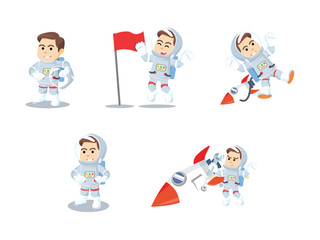 astronaut guard cartoon set