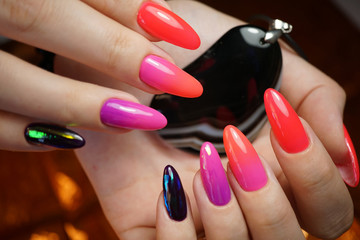 Awesome nails and beautiful clean manicure. Nails are natural. Manicure is made using nails drill machine.