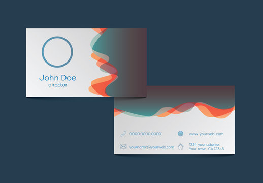 Layered Gradient Wave Design Business Card Layout