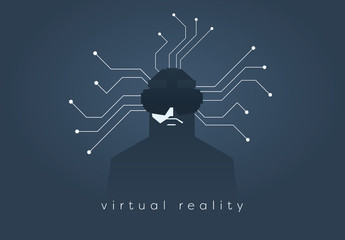 "Virtual Reality" Shadowed User Illustration - Powered by Adobe