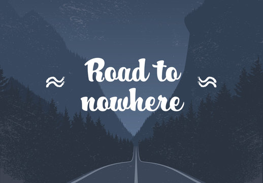 "Road to Nowhere" Dark Mountain Highway Illustration